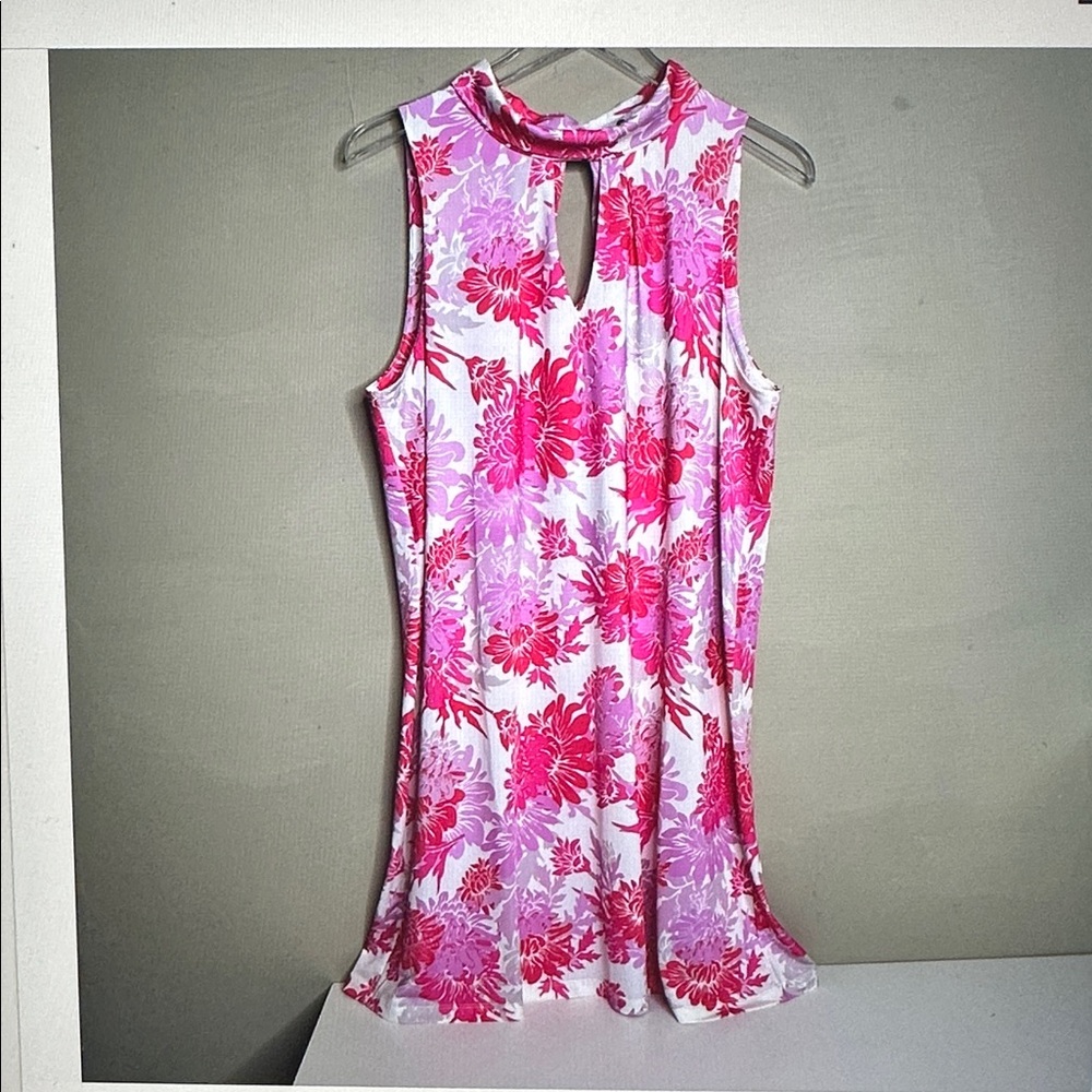 JEAN PIERRE KLIFA  -Paris Pink Floral Dress
- Size L. Like new condition